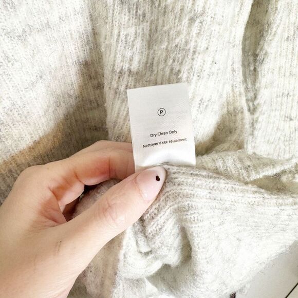 Moth Flared Bell Sleeve Ribbed Knit Sweater Cream Heathered Gray Anthropologie M - Picture 9 of 11